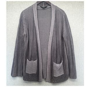 Simply Vera Vera Wang Womens Cardigan Open Front Two Pocket Gray Purple Size L